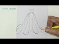 How to draw a dress for beginners 💚 easy pencil drawing 💚