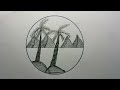 How to draw circle scenery /easy circle scenery drawing step by step /pencil sketch scenery drawing