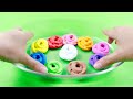 Rainbow Eggs CLAY: Cleaning Pinkfong Cake Shapes with SLIME Coloring! Satisfying ASMR Videos