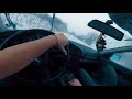 BMW e36 drifting snow