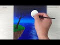 Moonlight Scenery Painting with Ohuhu Acrylic Paint Set