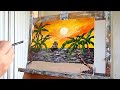 Palette Knife Oil Painting | Pirate Ship and Palm Trees | Part 3