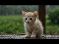😺 cute kitten shelters from the rain and is separated from its mother- poor cute kitten 🐈