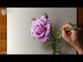 How to draw a purple rose - Time Lapse (Long Version)