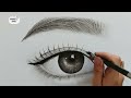 how to draw realistic eyes and eyebrows using charcoal pencils _ face drawing tutorial for beginners
