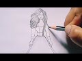 How to Draw A Girl With Beautiful Dress Easy Step by Step||Pencil Sketch||#art Fashion Girl Drawing