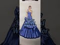 How to draw a beautiful blue layered mermaid dress