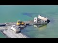 Fantastic Dump Truck filling Lake Talent skill By Bulldozer SHANTUI DH17 Pushing Rock