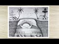 How to draw a scenery of Sunset Nature with pencil, Easy Pencil Drawing