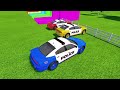 ALL POLICE CARS OF COLORS ! TRANSPORTING ALL POLICE CARS OVER RIVER WITH ELECTRIC TRUCKS ! FS22