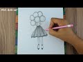 Easy Girl drawing tutorial || How to draw a girl holding balloons || Girl drawing step by step
