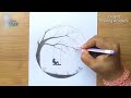 Alone Girl swinging in a tree || How to draw a sad girl || كيفية رسم فتاة حزينة