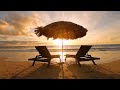 Warm Soft Jazz Instrumental ~ Cozy Sunset Ocean Scene with Waves Sounds for Deep Sleep & Relax