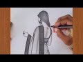 How to draw Girl backside in Saree || Pencil sketch for beginner || drawing tutorial