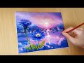 How to draw a flower with water droplets / Acrylic painting / Healing painting