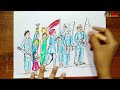 Wari Drawing | Easy Wari Drawing for Kids | Wari Poster Drawing | Ashadhi Ekadashi Drawing