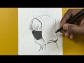 Easy to draw | how to draw a boy in winter ❄️ wearing face mask