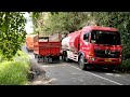 Extreme and dangerous! Fuso truck through the narrow mountain road