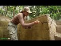 Building Warm Underground Brick  Bushcraft Shelter In Wild, Start to Finish