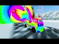 Rainbow Pit Transform In Big & Small:McQueen Supercar & Mater vs  Pixar Cars! Beam.NG Drive!