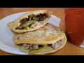 Steak and Nopal (Cactus) gorditas. and Café de Olla. 