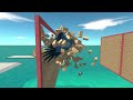 Dinosaurs vs Aquatics Flying Race Through Blocks - Animal Revolt Battle Simulator