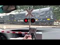 Csx q602 passing through Auburn Alabama with railroad crossing gate toy from 1bdrworkshops