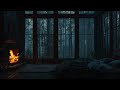 Midnight Jungle Storm | Rain & Fireplace Crackles 🔥 Sleep to Heavy Rainfall & Calm Your Mind