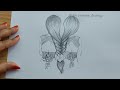Twin sister ❤️/Easy drawing from a heart shape/How to draw/pencil sketch tutorial for beginners