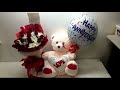 ROUND BOUQUET of RED ROSES with Combination of WHITE FLOWER