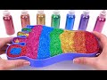 Satisfying Video l How to Makes Rainbow Slime Foot from Mixing Glitter in Bathtub Cutting ASMR