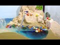 Lego Minifigs In Danger By The Flood - Tsunami Dam Breach Experiment - Wave Machine vs Sea Caves