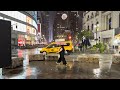 New York Rainstorm Night - Walking In Heavy Rain Lightning Thunderstorm Sounds