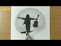 How To Draw a Girl with Guitar | Alone Girl Scenery Drawing | Something easy to draw for beginners