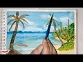 Beach painting| How to paint a tropical beach| #landscapepainting #acrylicpainting