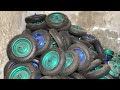 Amazing Process of Making  Wheelbarrow Out of Plastic Oil Drums || How to make Plastic Wheelbarrow.