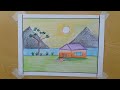 Landscape drawing | Easy landscape drawing for kids and beginners | House and nature drawing