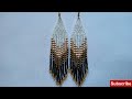 Seed bead earrings tutorial for beginners, brick stitch and bead fringes