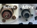 Removal of stuck/broken bearing on a pop-up camper axle