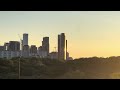 Summer sunset at Riverdale Park East, and skyline view of Toronto