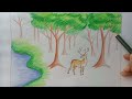 How to draw forest scene Step by step (very easy) || Art video