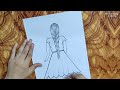 Wonderful Girl Drawing with Beautiful Dress by Muna Drawing Academy | Drawing Tutorial Step by Step