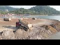 Excellent Extreme Operator Komatsu D58p Dozer Smart Driver Pushing Soil mixed Stone Filling Beach