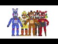 Five Nights at Freddy's Coloring Pages | How To Color All Main Characters From FNAF 2 | NCS Music