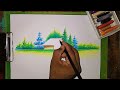 Easy landscape drawing/Easy landscape painting