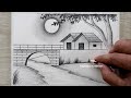 How to draw village landscape with pencil, Easy Pencil Drawing for Beginners