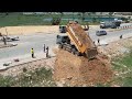 Excellent Technique New Project Skills Operator Dump Truck Moving Dirt Power Dozer Pushing