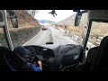 Bus Driving Uphill, Alpin Moutains, France 4K