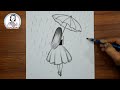 How to Draw a Girl Easy Step by Step | How to Draw a Girl with Umbrella | Girl Drawing Pencil