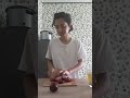 Cutting plums for breakfast